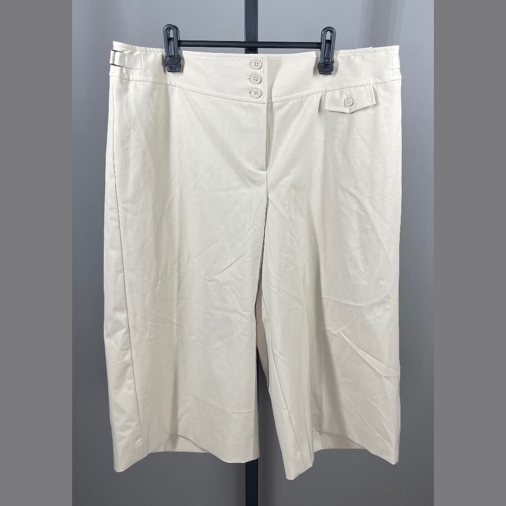NEW Ann Taylor Loft Pants Womens 14 tan brown wide leg cropped preppy casual